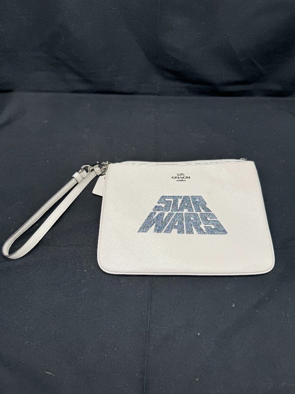 Coach x Star Wars Glitter Gallery Wristlet Pouch Purse Pebble Leather Pristine